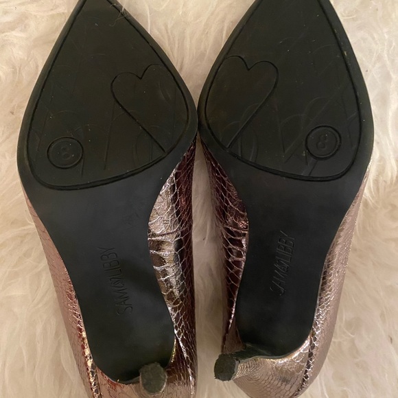 Sam & Libby Faux Croc Silver metallic Stiletto Heels Size 8 - Picture 5 of 8